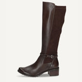 Caprice Leather Knee Length Boot in Black