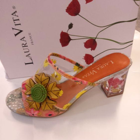 Laura Vita "LUCIAO" Orange Heeled Mule Sandal