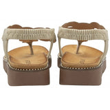 Lotus "Alcina" Bejewelled Toe-Post Sandal in Natural