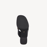 Tamaris Black and Tan Heeled Mule Sandal