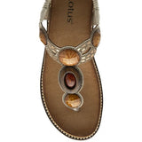 Lotus "Alcina" Bejewelled Toe-Post Sandal in Natural