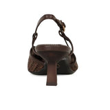 Brown woven sandal with a slingback design on a white background. Tamaris, Agatha