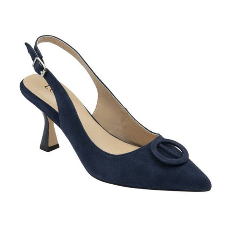 Lotus Delfina Navy Suede Kitten Heel Shoe