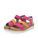 Remonte Pink and Orange Adjustable Leather Sandal