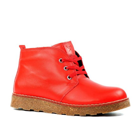 Lunar Claire Red Leather Ankle Boot