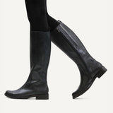 Caprice Leather Knee Length Boot In Ocean Comb