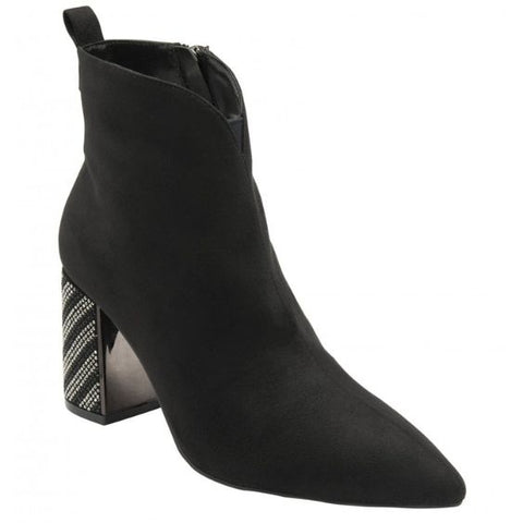 Lotus Lori Black Diamante Heeled Boots