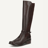 Caprice Leather Knee Length Boot in Black