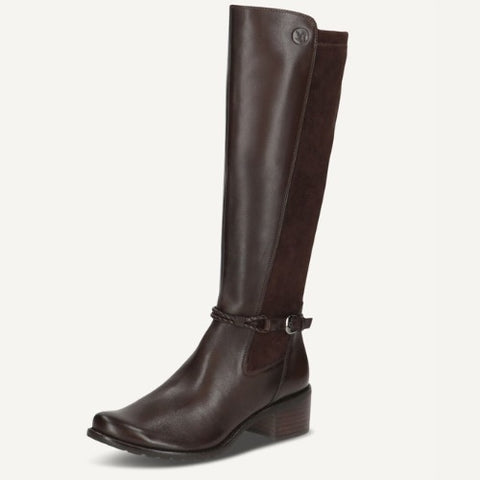 Caprice Leather Knee Length Boot in Black