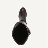 Caprice Leather Knee Length Boot in Black