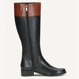 Caprice Two Tone Knee Length Black/Tan Leather Boots