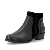 Remonte Black Suede and Leather Ankle Boots