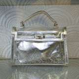 Diamante Sparkle Perspex Handbag in Gold, Silver, or Black