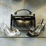 Diamante Sparkle Perspex Handbag in Gold, Silver, or Black