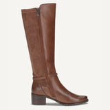 Caprice Leather Knee Length Boot in Cognac Brown