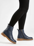 Lunar "Mars" Navy Leather Ankle Boot