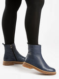 Lunar "Mars" Navy Leather Ankle Boot