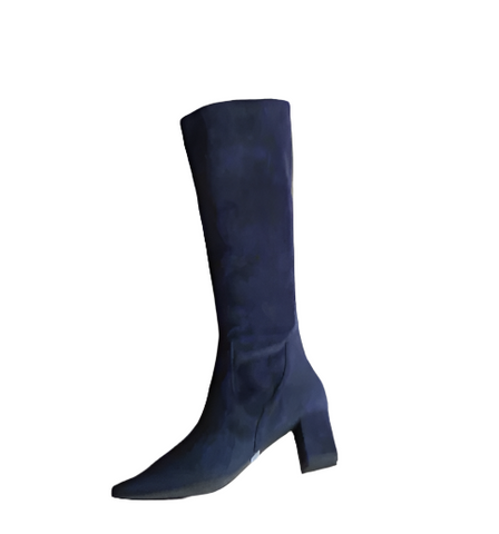 Caprice Navy Block Heel Stretch Leg Boots