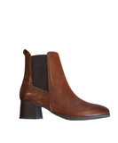 Marco Tozzi Light Brown Leather Block Heel Ankle Boot 