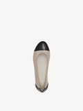 Tamaris Beige and Black Leather Ballerina Pump