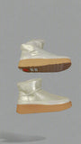 Fitflop Gen-FF Ultra-Mini Metallic D/Faced Shearling Boots In Silver