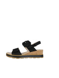 Caprice Black Nubuck Leather Sandal