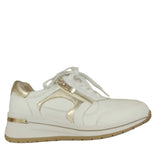 Caprice White Leather Wedge Trainer with Gold Trim