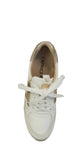 Caprice White Leather Wedge Trainer with Gold Trim
