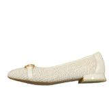 Caprice Off White Woven Ballerina Pump.