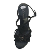 Marco Tozzi Black Beaded Block Heel Sandal