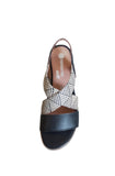 Remonte Black and White Leather Wedge Sandals