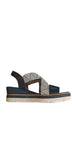 Remonte Black and White Leather Wedge Sandals