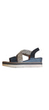 Remonte Black and White Leather Wedge Sandals