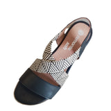 Remonte Black and White Leather Wedge Sandals