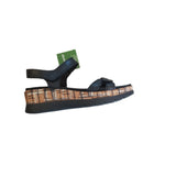 Remonte Black Leather Adjustable Width Wedge Sandal