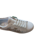 Remonte White Leather Trainer with Gold Trim