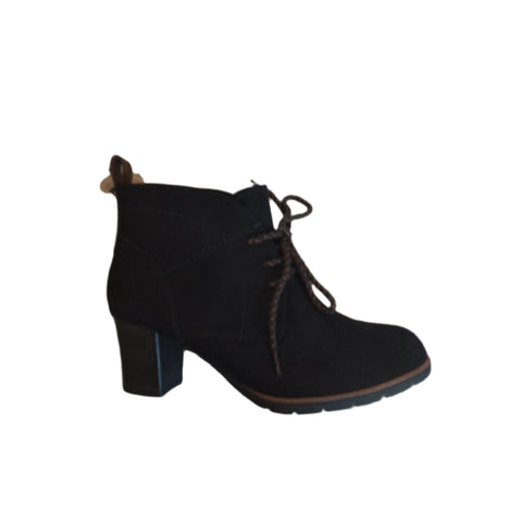 Marco Tozzi Black Lace-up Heeled Ankle Boot