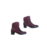 Caprice Burgundy leather Low Heeled Ankle Boot