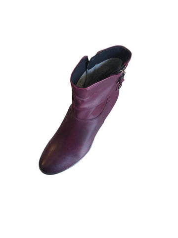 Caprice Burgundy leather Low Heeled Ankle Boot