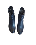 Caprice Navy Leather Low Heeled Ankle Boot