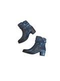 Caprice Navy Leather Low Heeled Ankle Boot