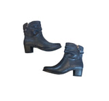 Caprice Navy Leather Low Heeled Ankle Boot