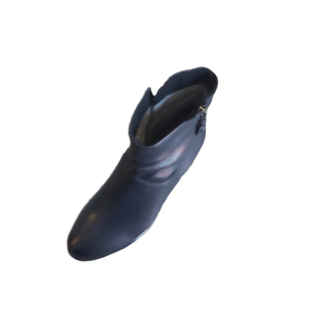 Caprice Navy Leather Low Heeled Ankle Boot