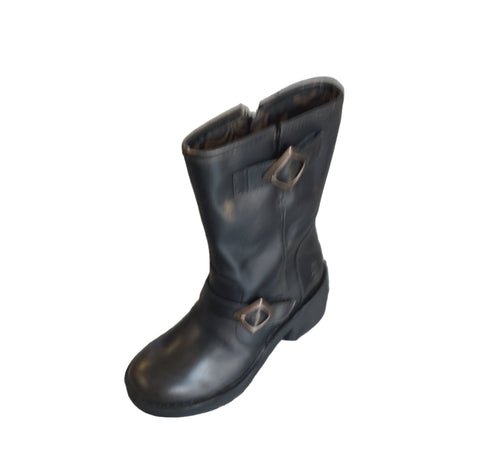 Fly London  Clark 3/4 Length Black/ Bronze Leather Boot