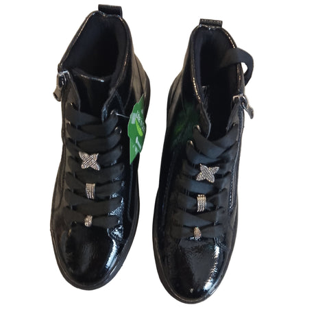 Remonte Black Patent Leather Ankle Boot