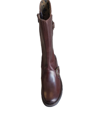 Fly London Mes 3/4 Length Leather Boot in Dark Brown 