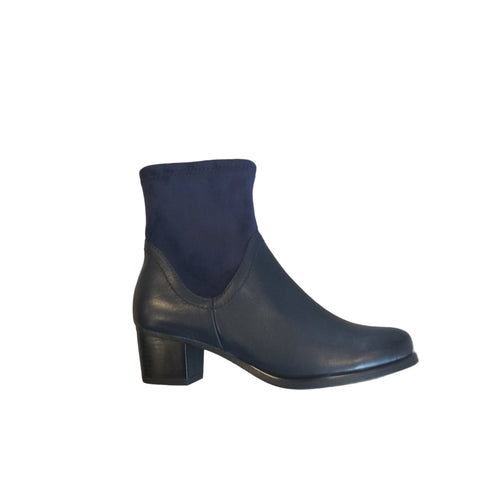Caprice Navy Leather Ankle Boot
