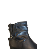 Caprice Black Leather Low Heeled Ankle Boot