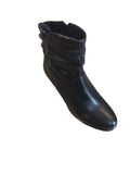Caprice Black Leather Low Heeled Ankle Boot