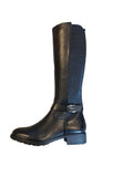Tamaris Black Leather Long Boots(Slim Fit)